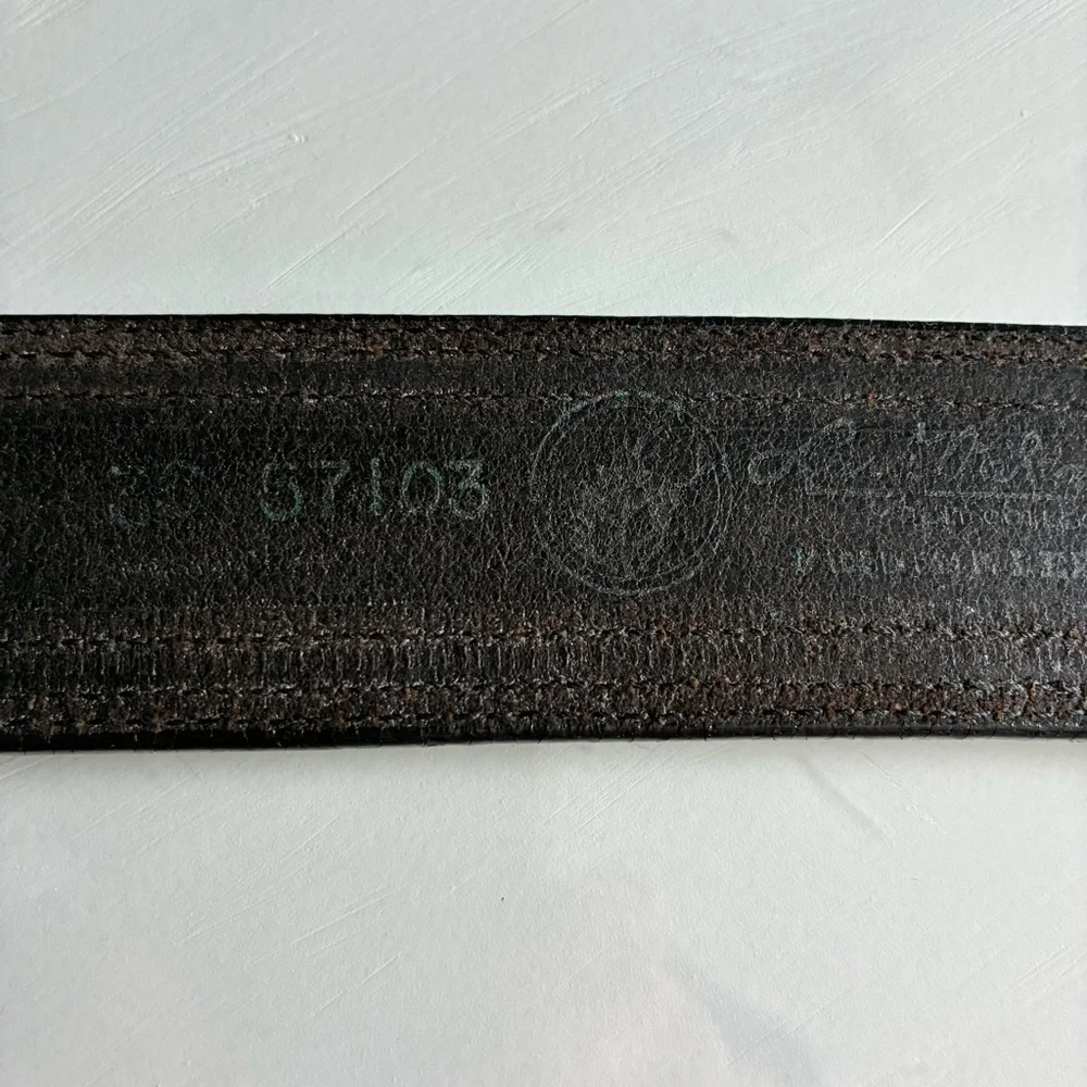 Western Black Leather Men’s Belt with Silver Accents Size 36